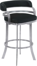 Armen Living Prinz 30" Bar Height Swivel Barstool in Black Faux Leather and by ArmenLiving