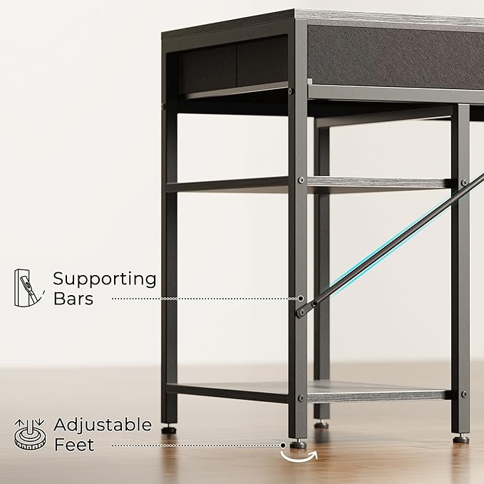 Huuger Computer Desk with 6 Drawers, 63 Inch Office Desk with Shelves, - Image 9