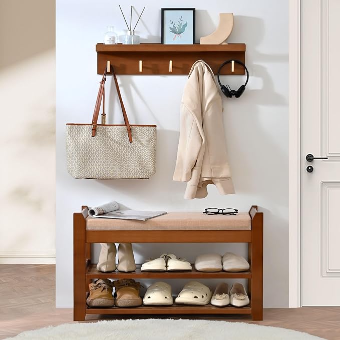 Shoe Rack for Front Door Entrance, 28” Entryway Bench - Image 2
