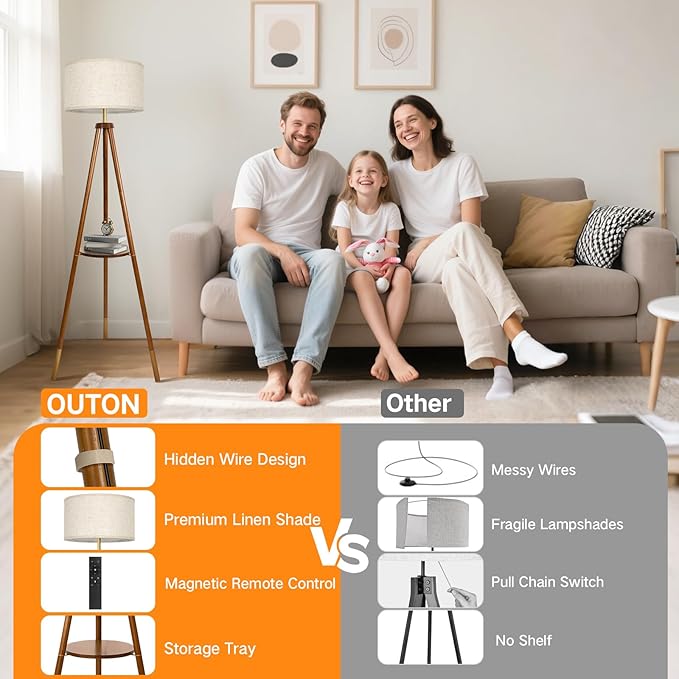 OUTON Wood Tripod Floor Lamp - Image 3