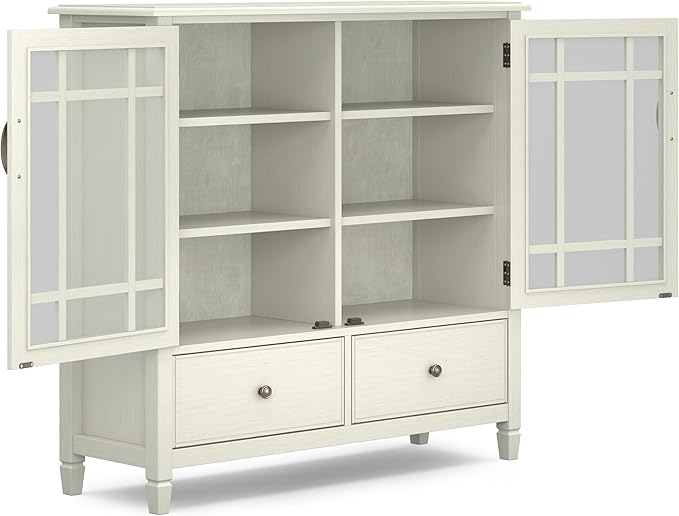 SIMPLIHOME Connaught SOLID WOOD 46 inch Wide Traditional Tall Storage Cabinet - Image 4