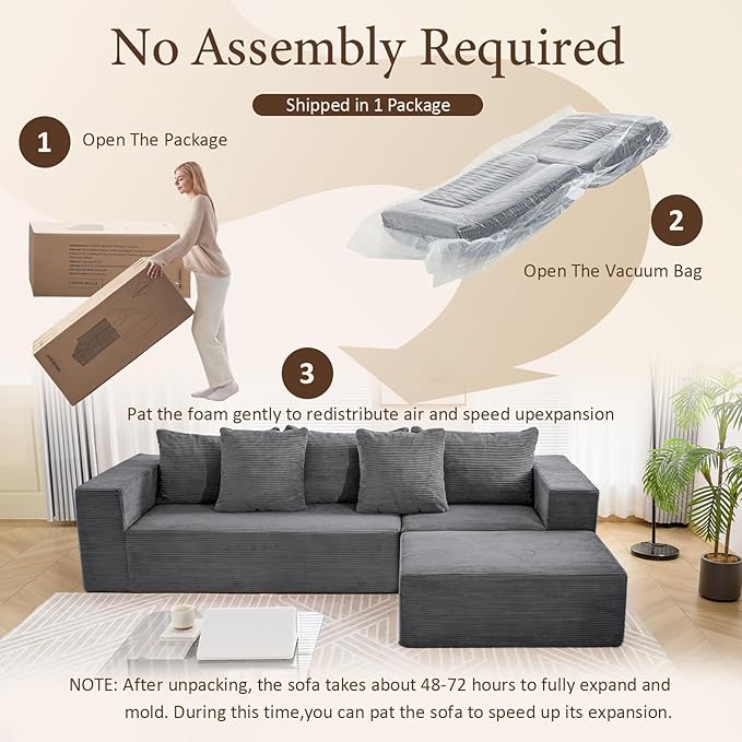 INGEROOM 108" Cloud Sectional Couch - Image 5