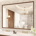 Bathroom Vanity Mirror 48x36 Inch, Walnut Rectangle Bathroom Mirror, 4MM by JISOSO