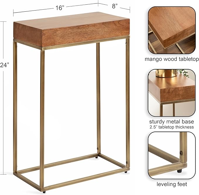 Kate and Laurel Karlsen Mid-Century Wood and Metal Narrow Side Table; 16 x 24 x - Image 3