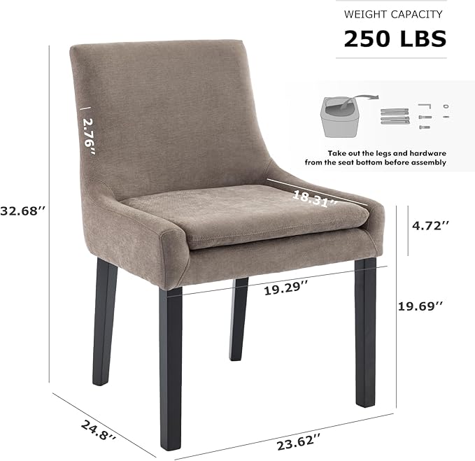 COLAMY Modern Dining Chairs Set of 6, Upholstered Corduroy Accent Side Leisure - Image 3