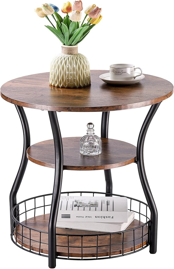 Round Side Table, 3 Tier End Table by AnlanborbyAnlanborHome