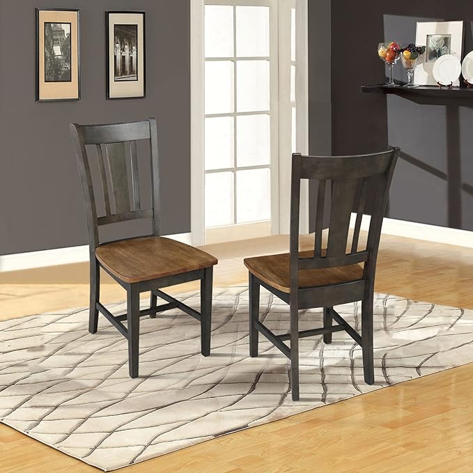 International Concepts San Remo Splatback Dining Chair, Hickory/Washed Coal - Image 7