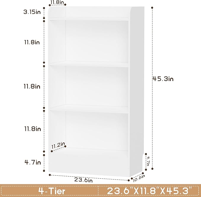 Lkeiyay Montessori Toy Shelf, 4-Tier Kids Storage Organizer, Kid Book Shlef - Image 3