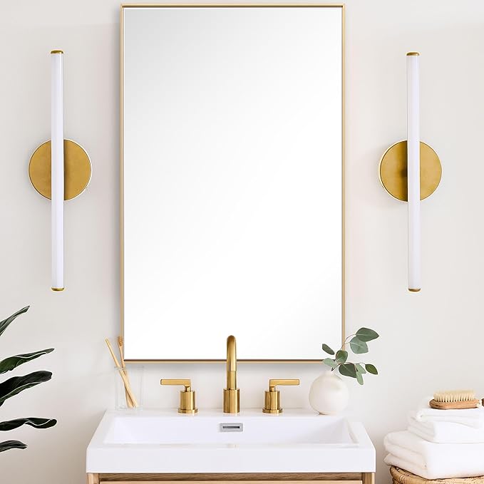 27x40 Inch Orange Gold Bathroom Mirror by Bonverre