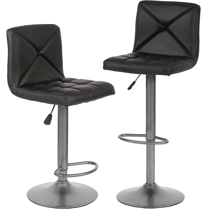 BestOffice Bar Stools Set of 2, PU Leather Swivel Bar Stools Kitchen Counter by BestOffice