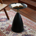 Small Round Black Side Table for Small Spaces, Pedestal Modern Couch End Tables by Ironalita