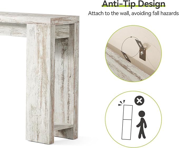 LITTLE TREE 70.9-Inch Entryway Table, Long Narrow Farmhouse Sofa Console Table - Image 10