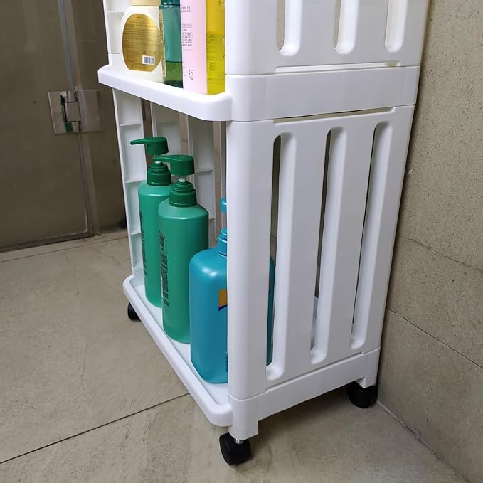 3 Tier Rolling Storage Cart Organizer Shelf on Wheels Movable Organization Rack - Image 4