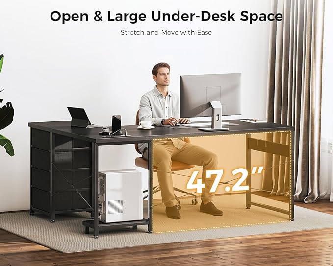AODK L Shaped Gaming Desk with 4 Drawers, L Shaped Computer Desk with USB - Image 5