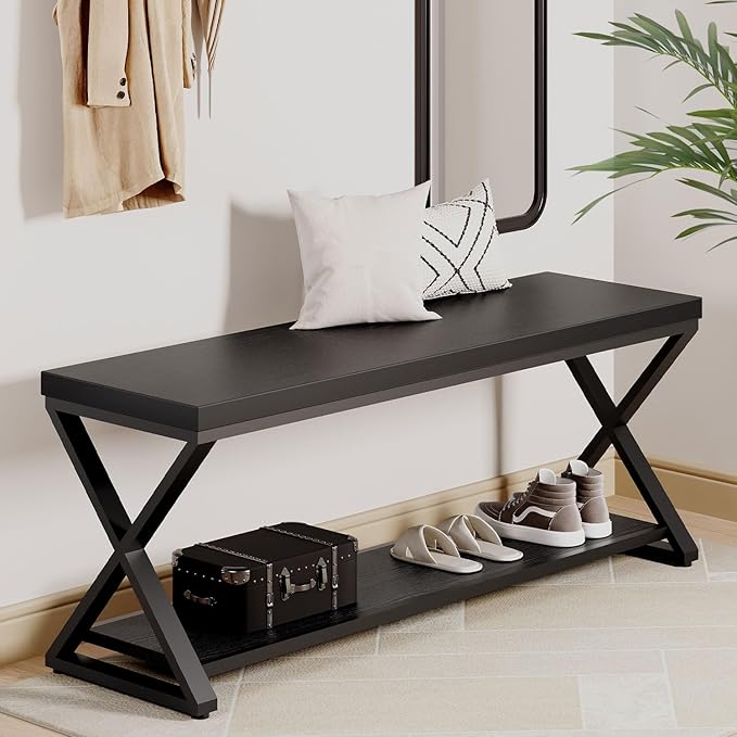 IBF Black Bench, Modern Entryway Bench - Image 3