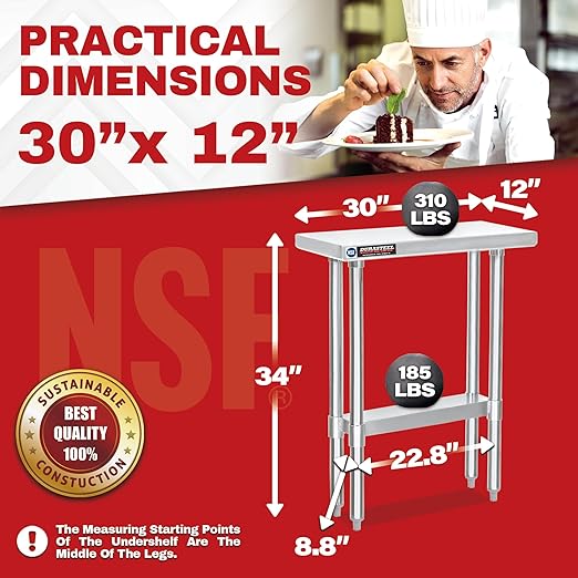 DuraSteel 30x12 Narrow Stainless Steel Table - Image 2