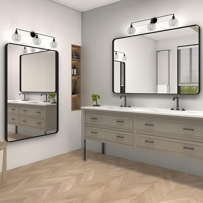 CHAMROR 55x36 Inch Black Metal Framed Bathrrom Mirror - Image 6