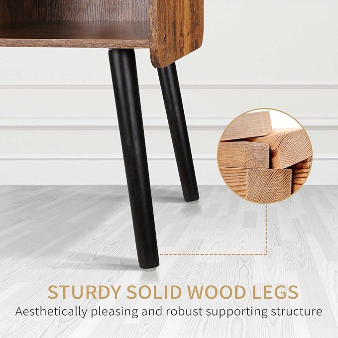 Record Player Stand with Vinyl Record Storage, Mid-Century Turntable Stand - Image 9