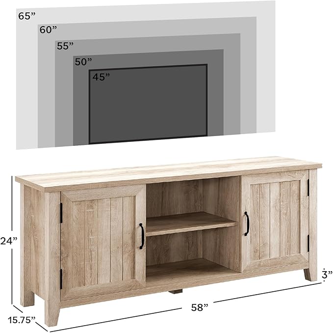 Walker Edison Buren Classic Grooved Door TV Stand - Image 3