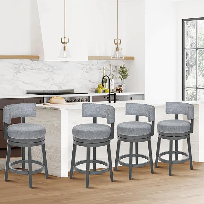 COLAMY Swivel Counter Height Bar Stools Set of 4, 25 Inch Modern Upholstered by COLAMYINC