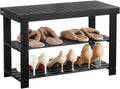 VEVOR Shoe Rack Bench, 3-Tier Bamboo Entryway Bench, Shoe Storage Organizer by VEVOR