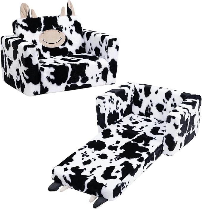 ALIMORDEN Fold Out Toddler Couch, Comfy 2-in-1 Cuddly Sherpa Bear Chair by ALIMORDEN