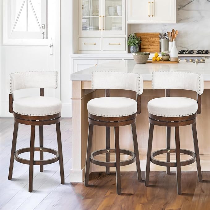 COLAMY Swivel Bar Stools Set of 3, Swivel Counter Height Barstools by COLAMYINC