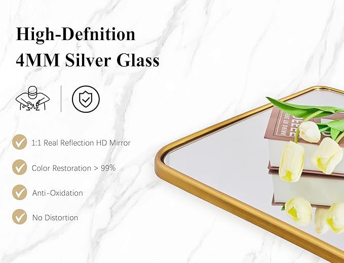 ANDY STAR Gold Pivot Mirror, Farmhouse Rectangle Bathroom Mirror - Image 6