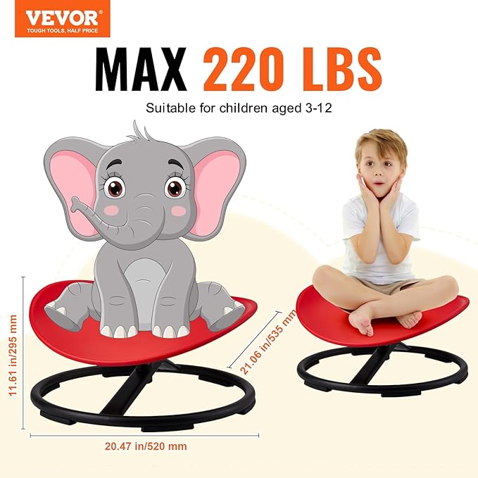 VEVOR Kids Swivel Chair, 220 LBS Capacity, Sensory Spinning Chair, Autistic - Image 3