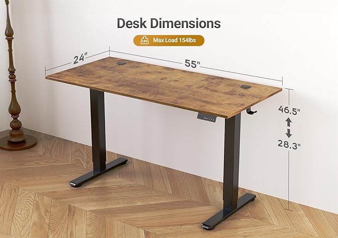 Seang Electric Standing Desk Adjustable Height, 55 x 24 Inch Sit Stand Desk - Image 3