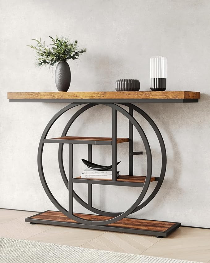 LITTLE TREE Console Table, 4-Tier Entryway Table, 41.3-Inch Industrial Sofa by LITTLETREE