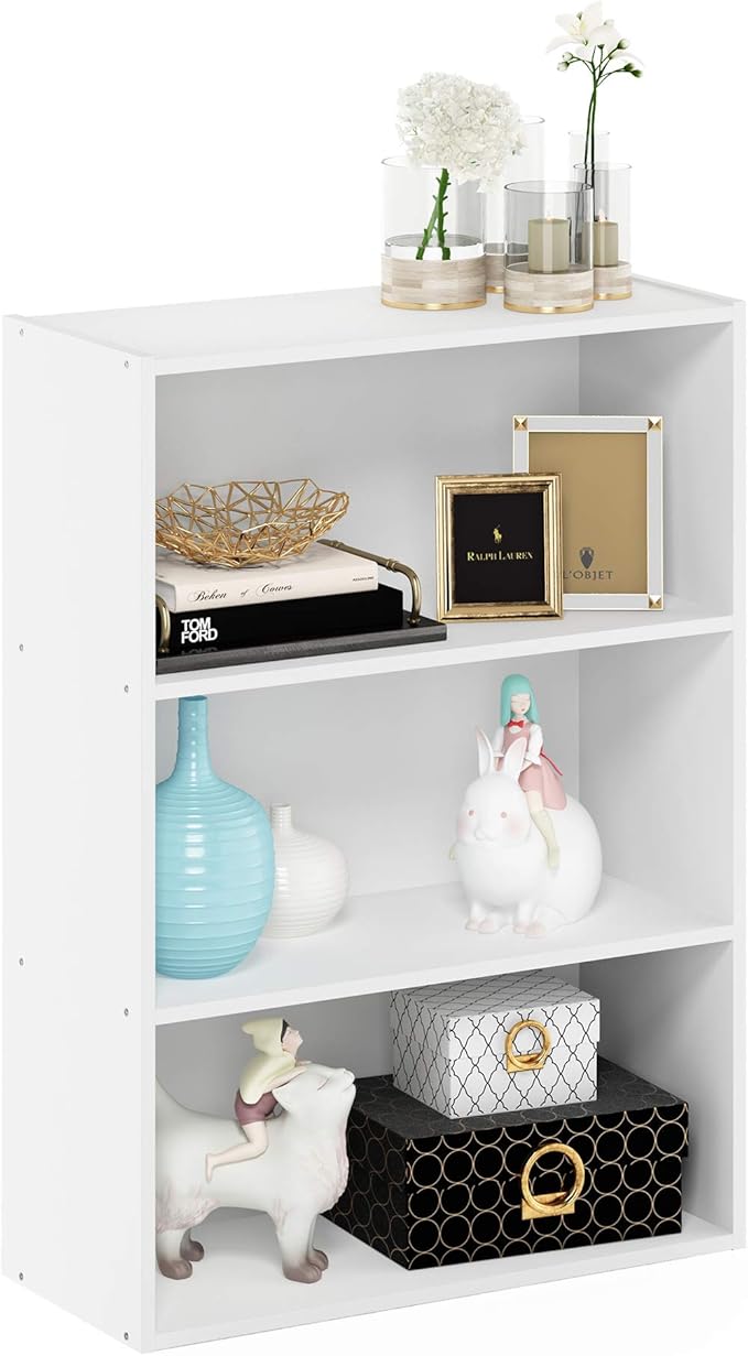Furinno Pasir 3-Tier Open Shelf Bookcase, Plain White - Image 6