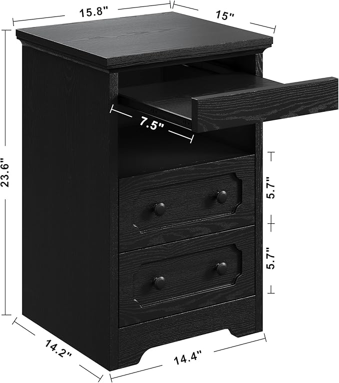 LIKIMIO Night Stand, Modern Bedside Table - Image 2