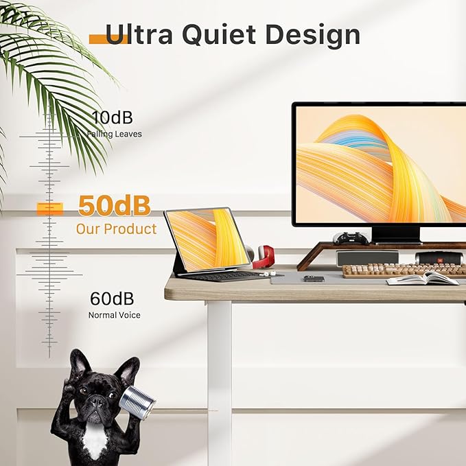 JOY worker Small Electric Standing Desk, Light Walnut Sit to Stand Workstation - Image 7
