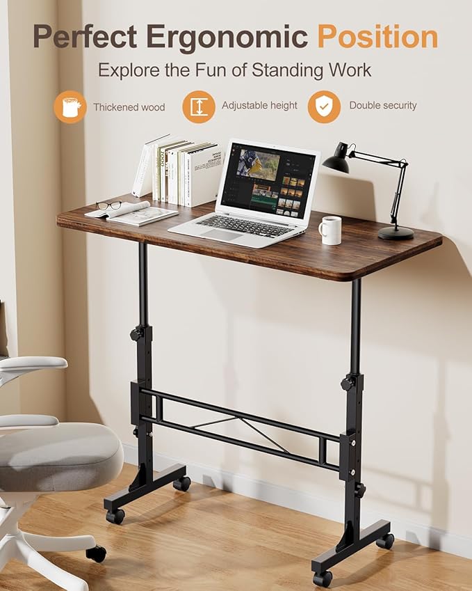 Small Standing Desk Adjustable Height, Mobile Stand Up Desk - Image 2