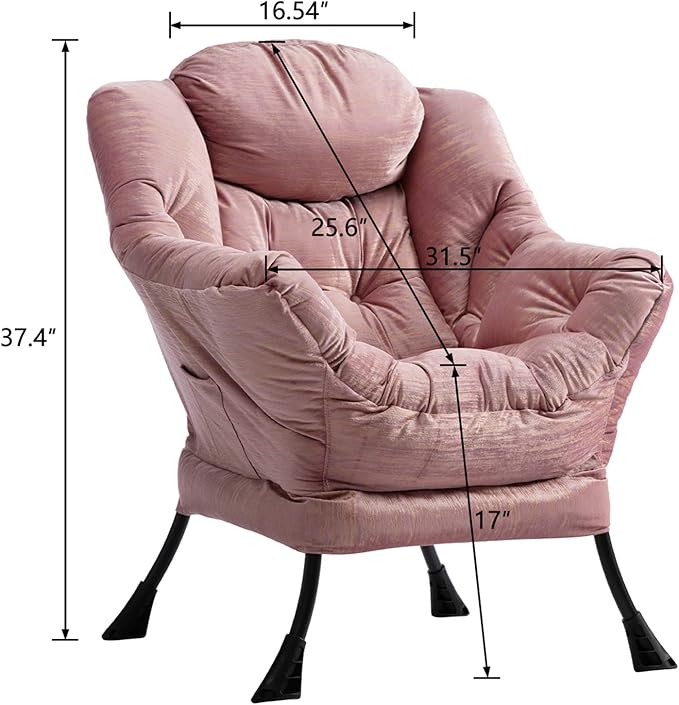 HollyHOME Modern Fabric Large Lazy Chair, Accent Oversized Comfy Reading Chair - Image 3