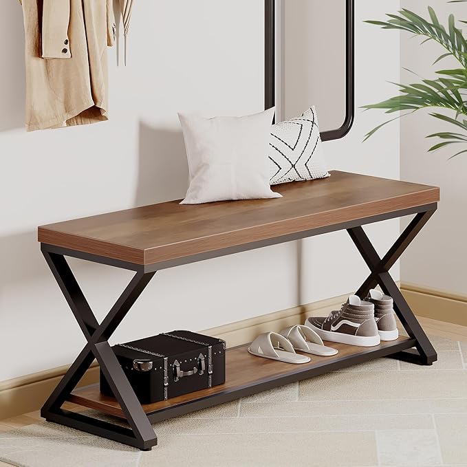 IBF Wood Bench Indoor, Industrial entryway Bench - Image 3