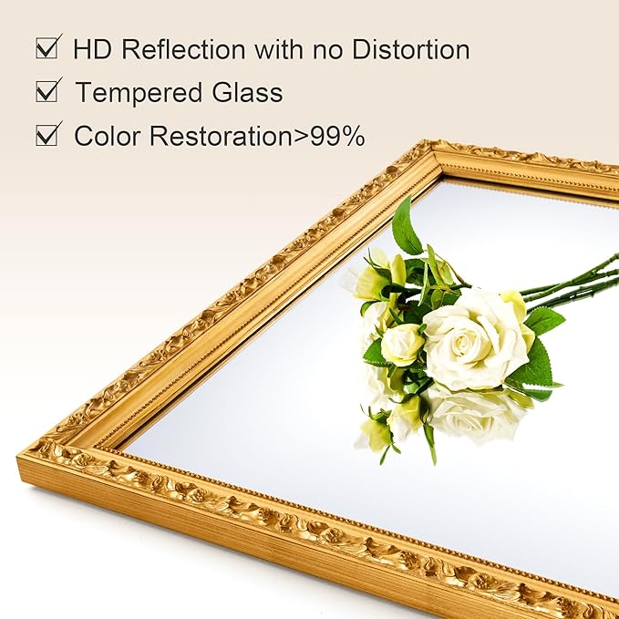 Gold Vintage Mirror, Traditional Antique Wall Mirrors - Image 4
