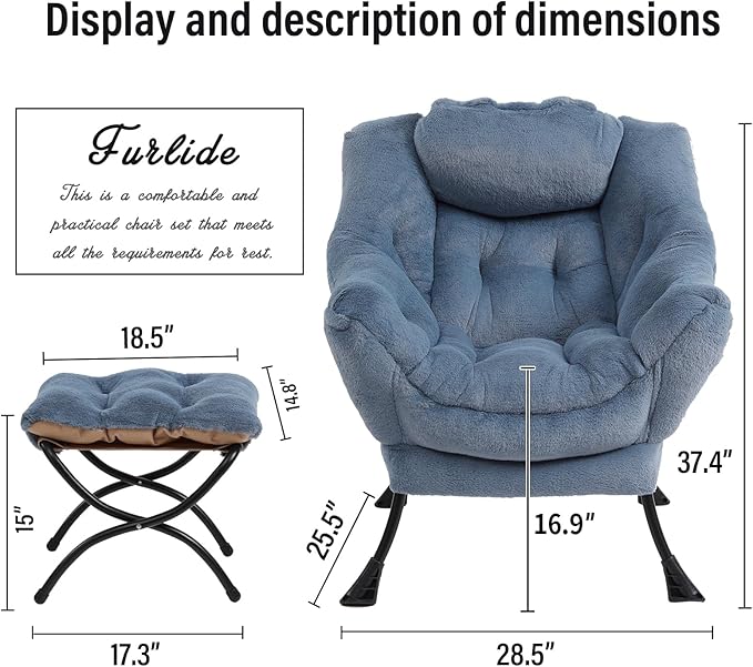 Lazy Chair with Ottoman, Modern Chair with Folding Footrest, Lounge Accent Chair - Image 3