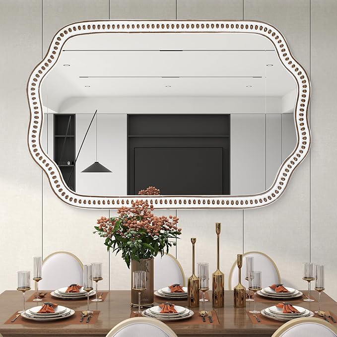 24x36 Inch Wooden Scalloped Farmhouse Mirror - Image 4