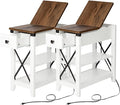 Narrow End Table with Charging Station by Awescuti