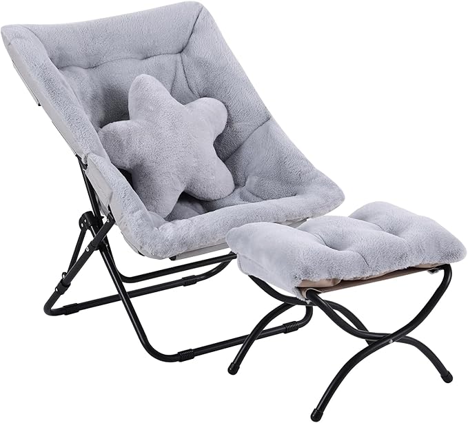 Welnow Comfy Saucer Chair with Ottoman, Oversized Folding Reading Chair by LifeGetsBetterWithWelnow