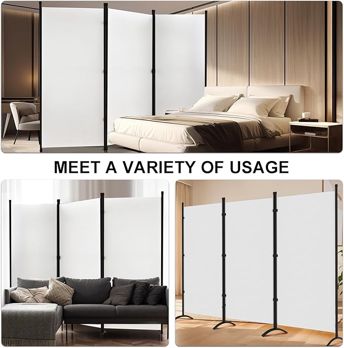 Room Divider 3-Panel Privacy Screen, Portable Screen Steel Frame - Image 5