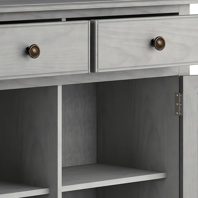 SIMPLIHOME Connaught 40-inch Wide Solid Wood Storage Cabinet in Fog Grey - Image 8