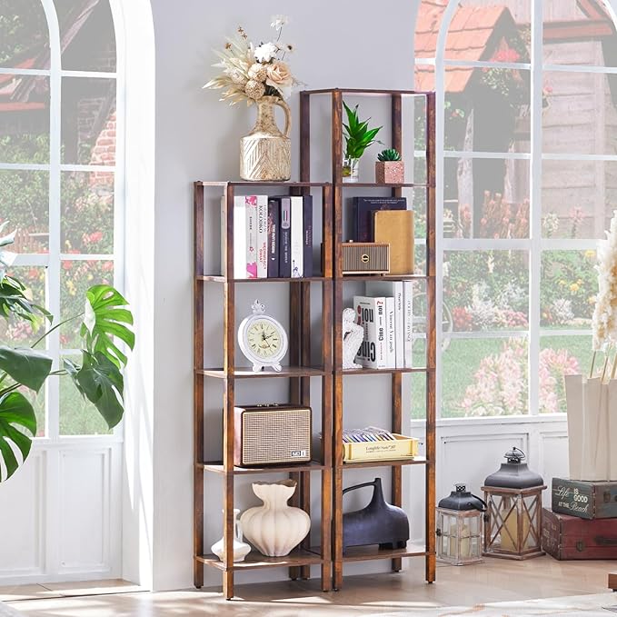 54in Tall Bookshelf 5-Tier Small Narrow Bookcase, Skinny Book Shelf - Image 4