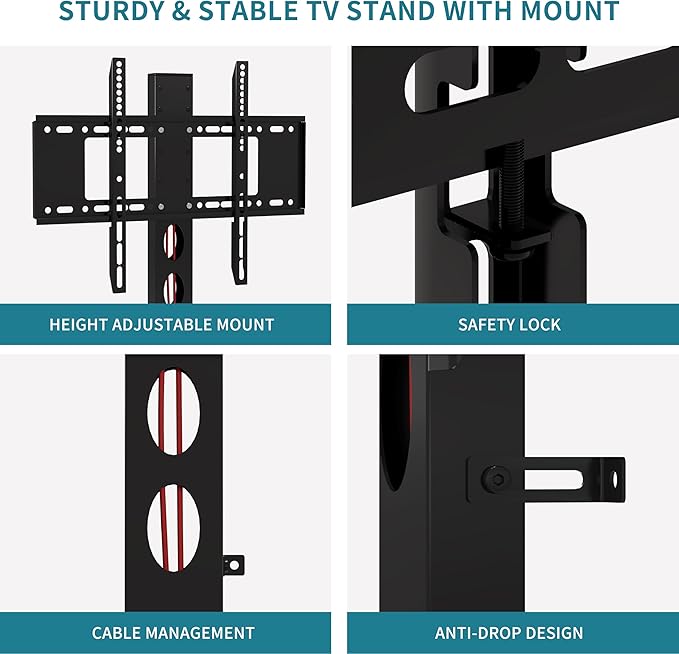 63" W TV Stand with Mount for 50, Entertainment Center with Power Outlet and - Image 5