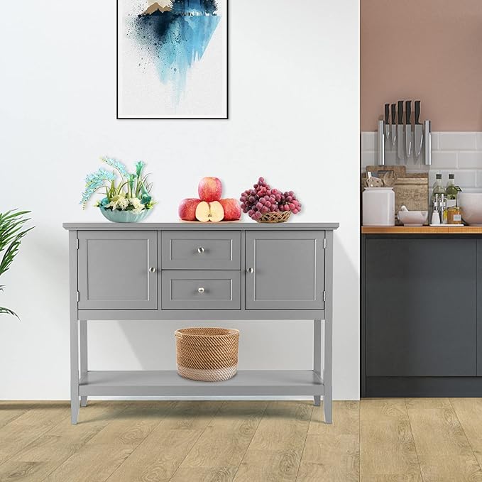 COSTWAY Buffet Sideboard, with 2 Wood Storage Drawers & Open Shelf, Console - Image 8
