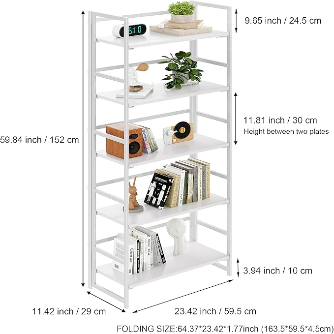 BHG Vintage Multifunctional Folding Bookshelf, No-Assembly Plant Stand Storage - Image 3