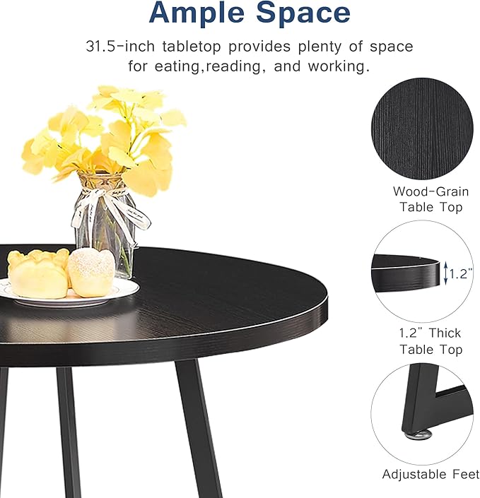 VECELO Small Round Dining Table Set - Image 5