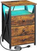 AMHANCIBLE LED Nightstand with Charging Station, Smart End Side Table with USB by AMHANCIBLE